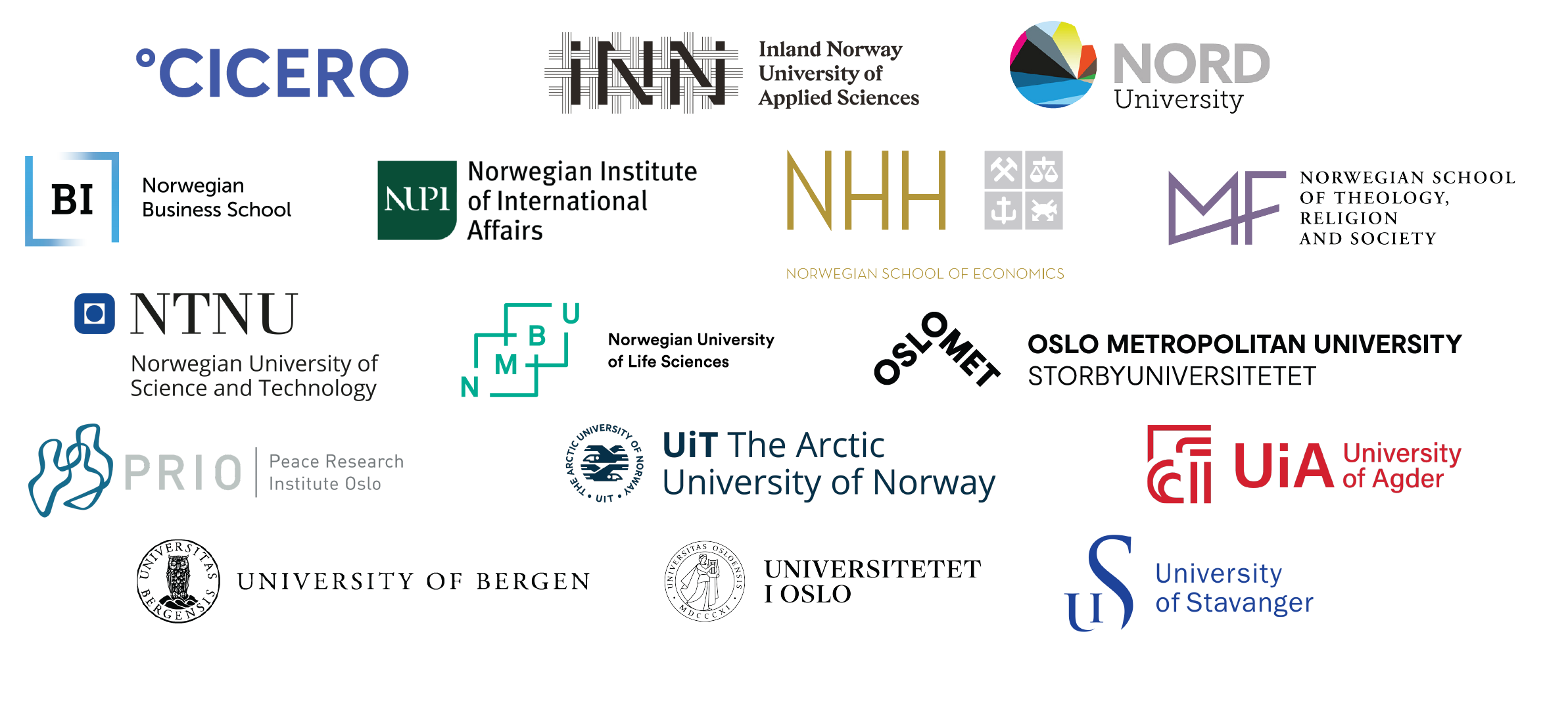 Logos of all of CAS' 16 partner institutions