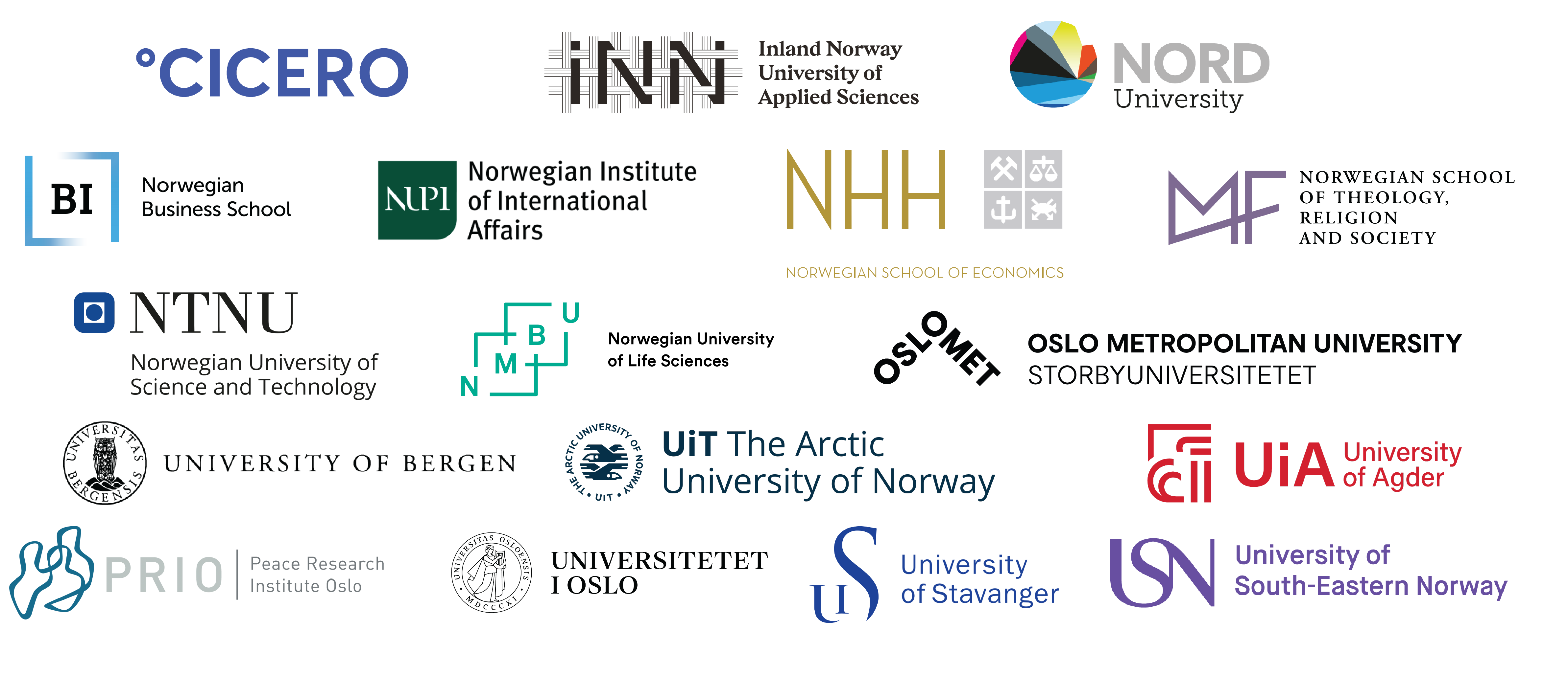 Logos of all 17 partner institutions
